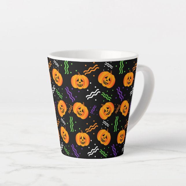 Taza De Café Latte Festividad Jack-O'-Lantern (Ángulo derecho)