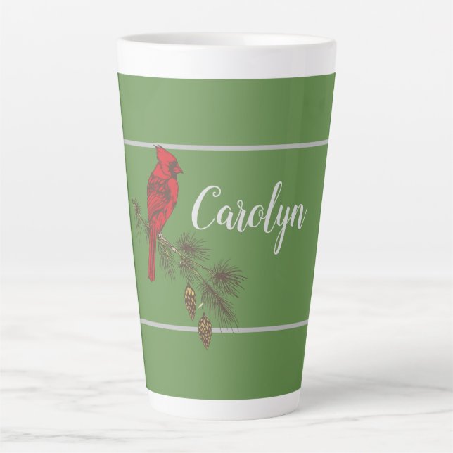 Taza De Café Latte Festividad personalizada del cardenal rojo (Anverso)