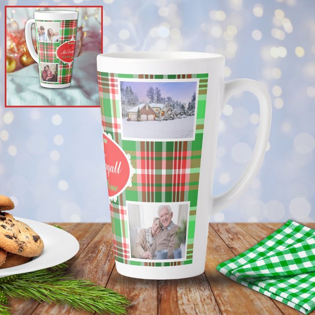 Taza De Café Latte Festividad personalizado de Navidades verdes rojos (Subido por el creador)