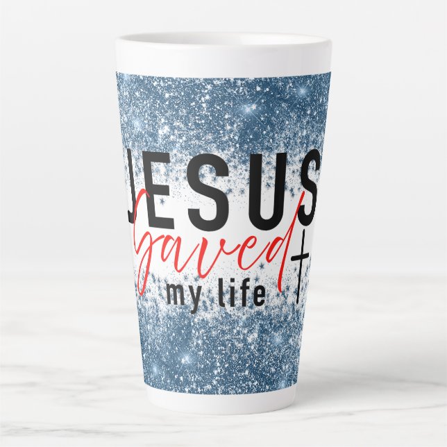 Taza De Café Latte Fidelidad: Jesús salvó mi vida (Anverso)