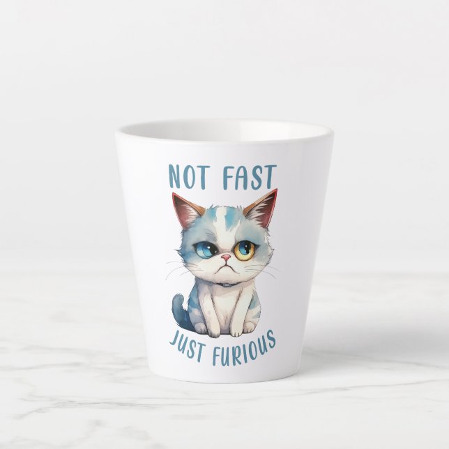 Taza De Café Latte Fiery Feline Spirit - Diseño de gato enfurecido (Anverso)