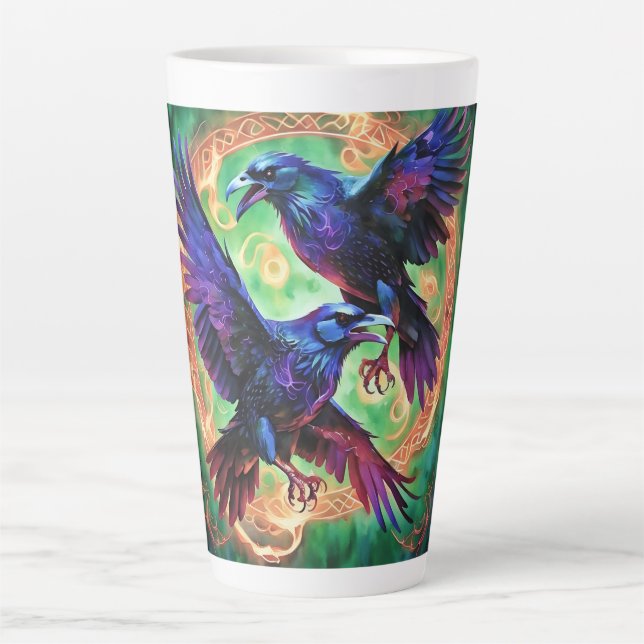 Taza De Café Latte Fiery Two Ravens (Anverso)
