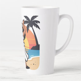 Taza De Café Latte Fiesta de baile hula en la playa puesta de sol isl
