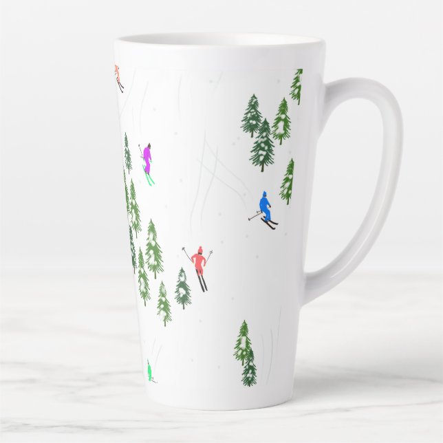 Taza De Café Latte Fiesta de Ilustracion de esquí alpino Freeride (Derecha)