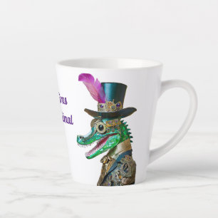 Taza De Café Latte Fiesta de Mardi Gras Steampunk Animal Cocodrilo