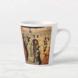 Taza De Café Latte Fiesta de Martini de Halloween Retro de Mediados d