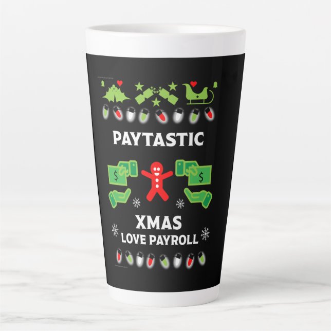 Taza De Café Latte Fiesta de oficina de nóminas de Navidades feos (Anverso)