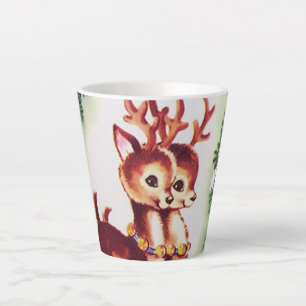 Taza De Café Latte Fiesta de renos navideños retro