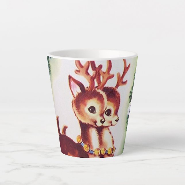 Taza De Café Latte Fiesta de renos navideños retro (Anverso)