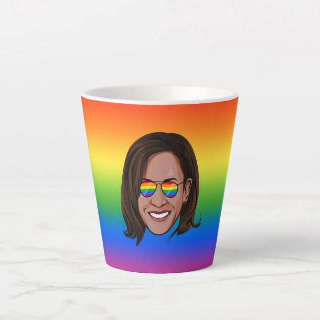 Taza De Café Latte Fiesta del Orgullo Kamala Harris (Anverso)
