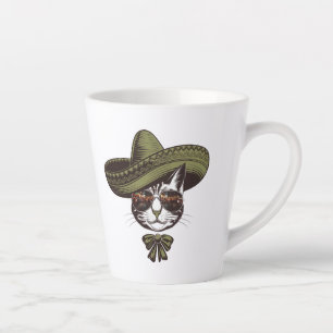 Taza De Café Latte Fiesta Gato Sombrero