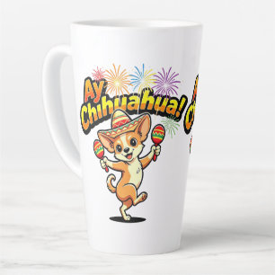 Taza De Café Latte Fiesta Original de Chihuahua Sombrero Maracas Lind