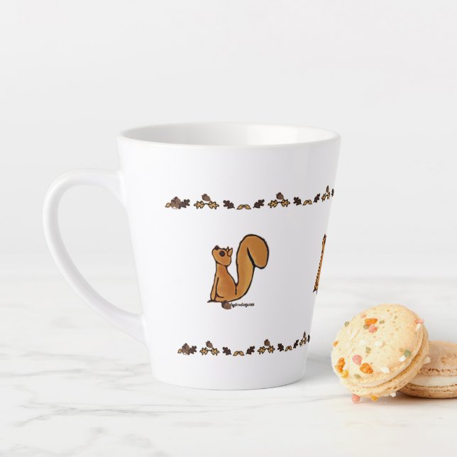 Taza De Café Latte figdewdrop Squirrel Acorn & Leaves Small Latte Cup (In situ)