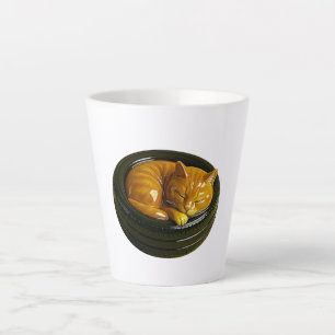 Taza De Café Latte figura de porcelana de gato jengibre en neumático