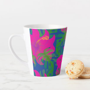 Taza De Café Latte Filodendro de Hibisco Tropical Tropical