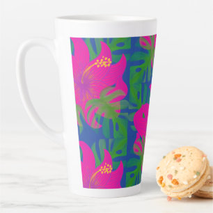 Taza De Café Latte Filodendro de Hibisco Tropical Tropical 