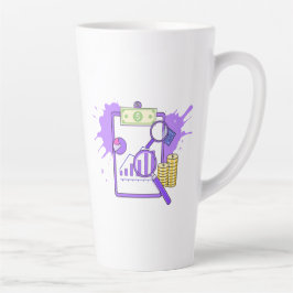 Taza De Café Latte Financial Analysis Report Money Magnifying Glass