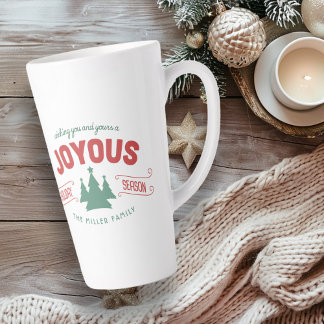 Taza De Café Latte Fir Trees Red/Green ID580 de la temporada navideña