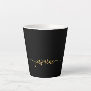 Taza De Café Latte Firma minimalista de nombre de monograma negro y o