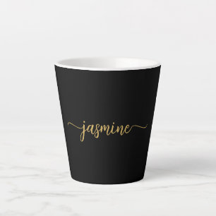 Taza De Café Latte Firma minimalista de nombre de monograma negro y o