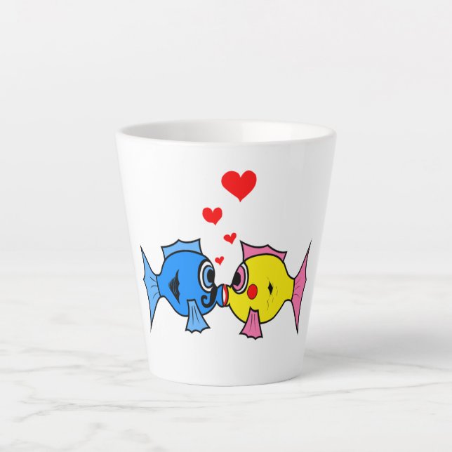 Taza De Café Latte Fish Kissing Latte Mug (Anverso)