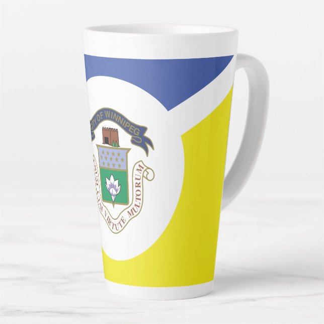 Taza De Café Latte Flag of Winnipeg, Manitoba Latte Mug (Ángulo derecho)