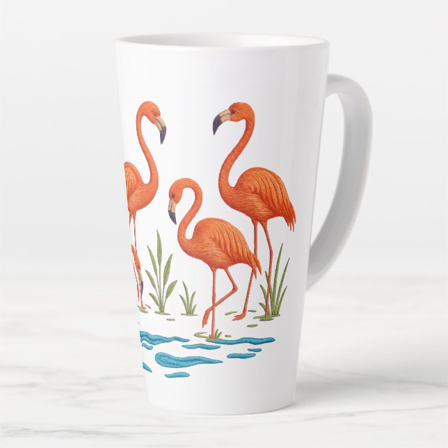 Taza De Café Latte Flamenco rosa (Ángulo derecho)