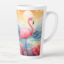 Taza De Café Latte Flamenco Tropical con Flores