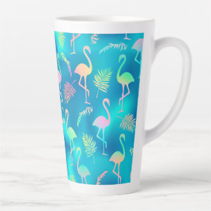 Taza De Café Latte Flamingo arcoiris