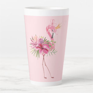 Taza De Café Latte Flamingo con corona
