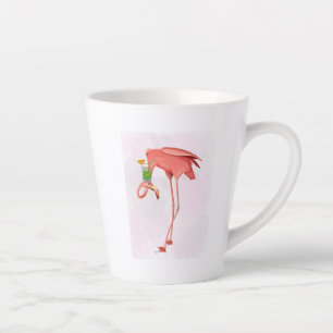 Taza De Café Latte Flamingo con un cóctel
