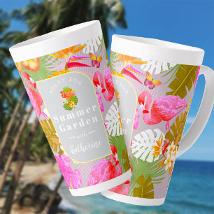 Taza De Café Latte Flamingo Garden Gray