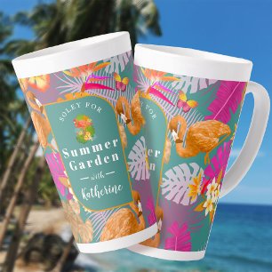 Taza De Café Latte Flamingo Garden Turquoise