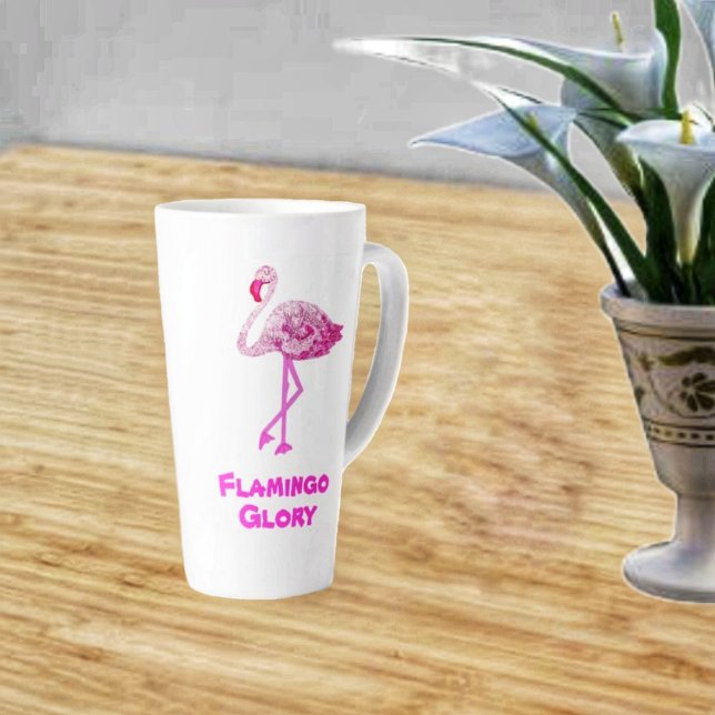 Taza De Café Latte Flamingo Glory Latte Mug (This Flamingo Glory Latte Mug, is fun to sip your latte from!)