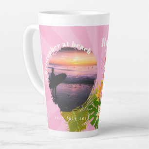 Taza De Café Latte Flamingo Recuerdos tropicales foto rosa