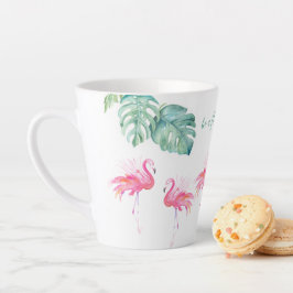Taza De Café Latte Flamingo rosa acuarela