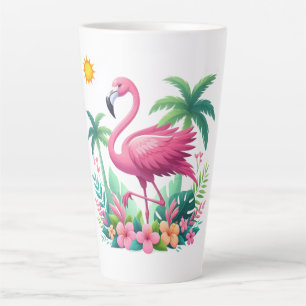 Taza De Café Latte Flamingo rosa de Florida/Tropical