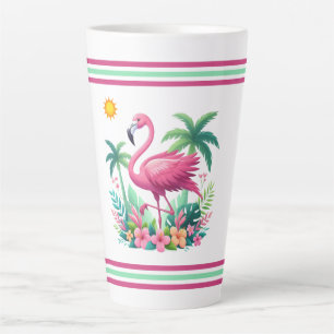Taza De Café Latte Flamingo rosa de Florida/Tropical