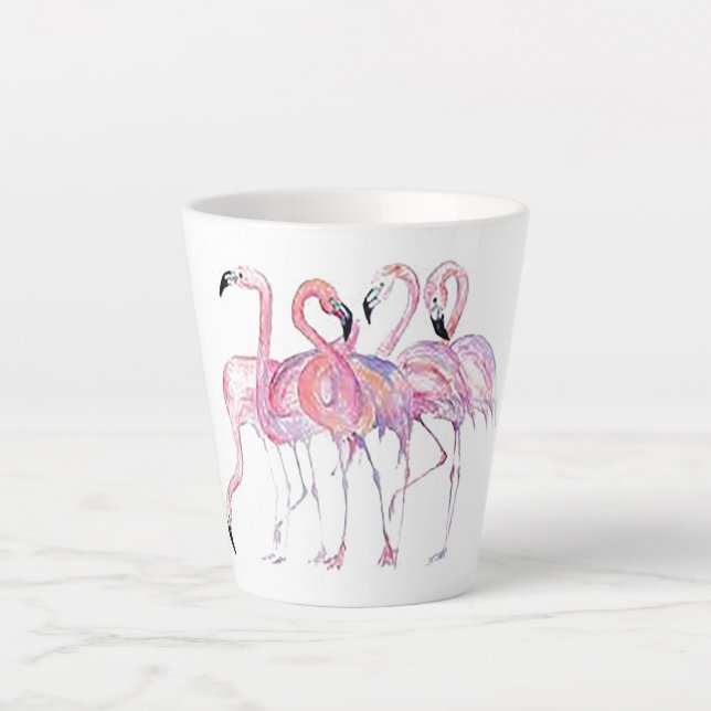 Taza De Café Latte Flamingo rosa Latte Mug (Anverso)
