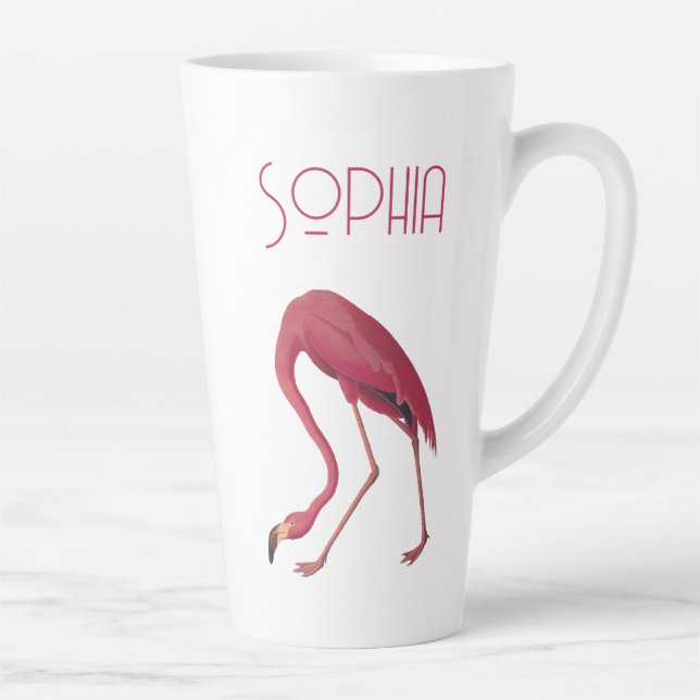 Taza De Café Latte Flamingo rosa vintage (Derecha)