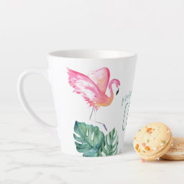 Taza De Café Latte Flamingo Tropical Rosa Bird Watercolor Art Mug