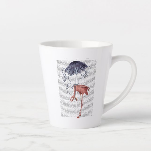 Taza De Café Latte Flamingo y Parasol (Derecha)