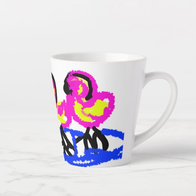 Taza De Café Latte Flamingos rosados boda verano divertido (Derecha)