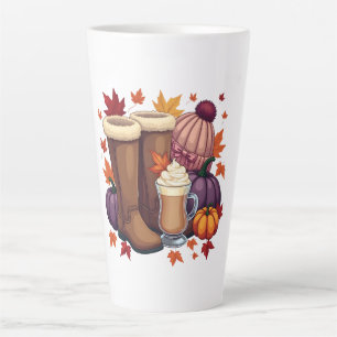 Taza De Café Latte Flannel Boots Calabaza Spice Latte Otoño Otoño Caí