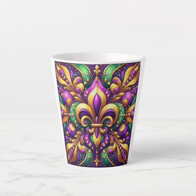 Taza De Café Latte fleur de lis mardi gras (Anverso)