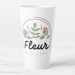 Taza De Café Latte Fleur – Logotipo floral de amor puro