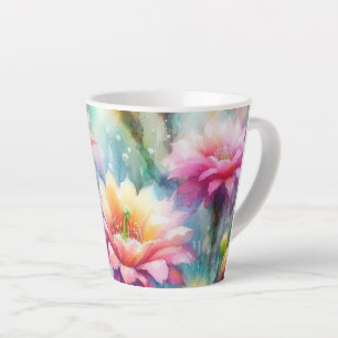 Taza De Café Latte Flor acuática Suculenta Rosa Cacti