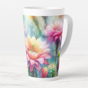 Taza De Café Latte Flor acuática Suculenta Rosa Cacti