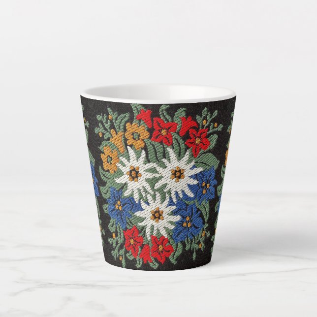 Taza De Café Latte Flor alpina suiza Edelweiss (Anverso)