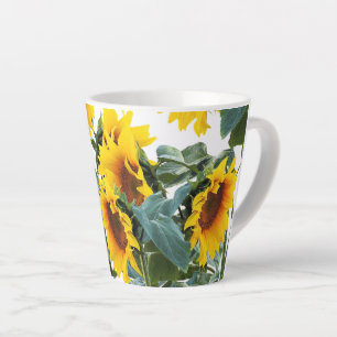 Taza De Café Latte Flor Amarilla de Girasol
